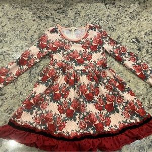 Matilda Jane size 6 burgundy and pink rose dress! Worn only a few times!